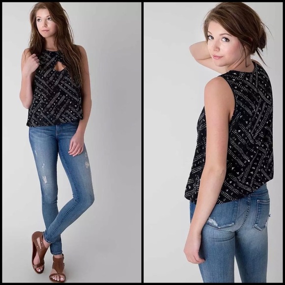 FREE PEOPLE NWT Crinkle Look Through Top in Black Combo Size Small - Picture 2 of 9